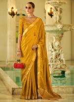 Sattin Silk Yellow Traditional Wear Weaving Saree